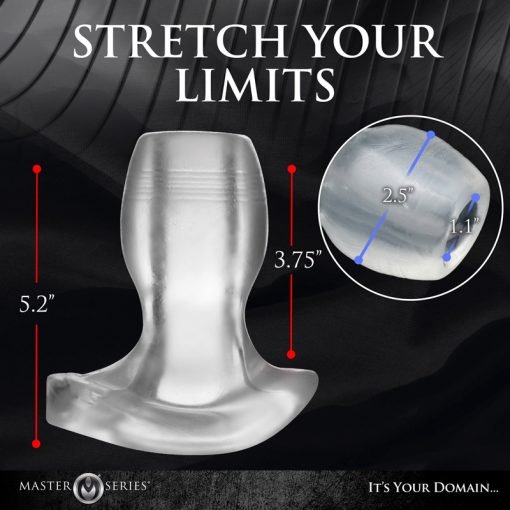 Transparent silicone stretch device with measurement indicators.