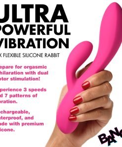 10X Flexible Silicone Rabbit Vibrator - Pink - Image 2