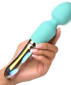 10X Turquoise Dual Ended Silicone and Glass Wand