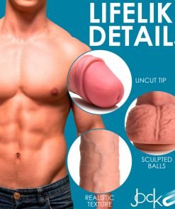8.75 Inch Dual Density Uncut Dildo with Balls - Image 6