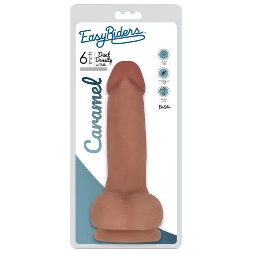Easy Riders 6 Inch Dual Density Dildo With Balls - Tan - Image 2