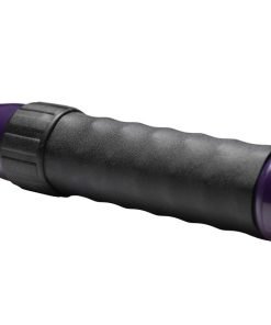 Close-up of a purple and black handle of a tool