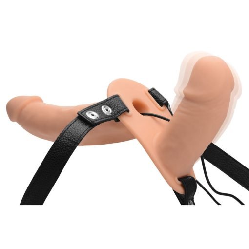 Power Pegger Silicone Vibrating Double Dildo with Harness - Image 3