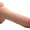 Realistic silicone dildo on a white background