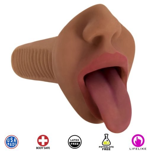 Mistress Mercedes Vibrating Mouth Stroker- Brown - Image 3