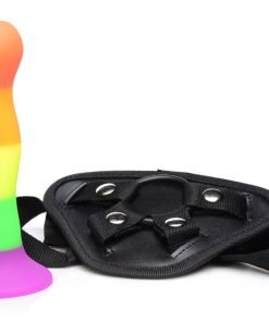 Proud Rainbow Silicone Dildo with Harness - Image 3