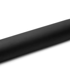 A sleek, black cylindrical object on a white background