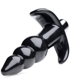 Ribbed Vibrating Butt Plug - Black - Image 5