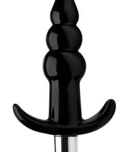 Ribbed Vibrating Butt Plug - Black - Image 4