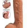 Realistic silicone dildo showcasing flexibility and softness