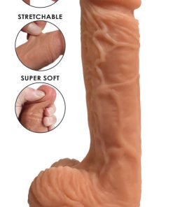 Realistic silicone dildo showcasing flexibility and softness