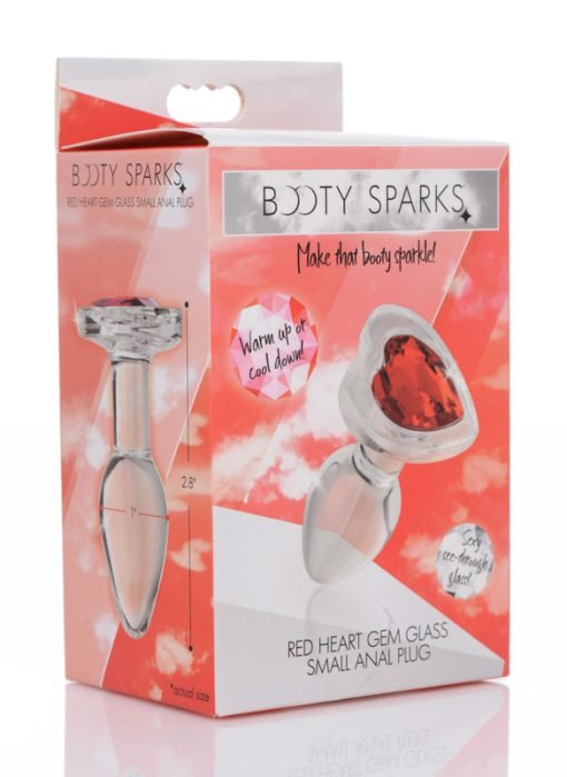 Red Heart Gem Glass Anal Plug - Small - Image 5