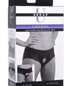 Lace Envy Black Crotchless Panty Harness - L-XL - Image 6