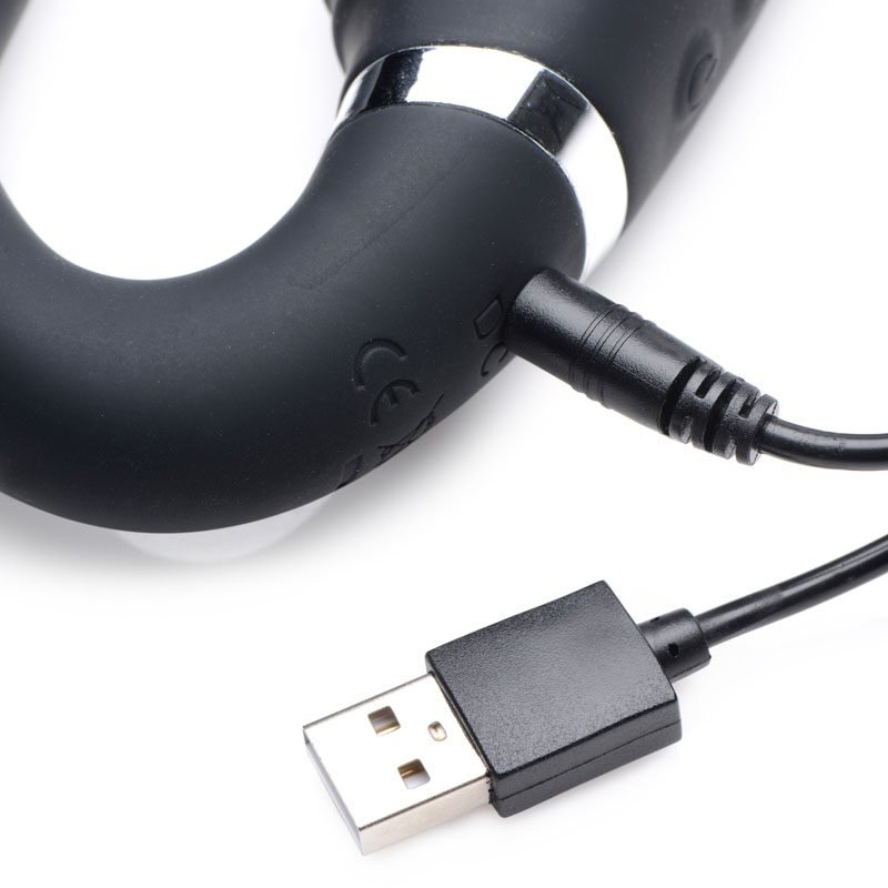 10X Vibrating Silicone Strapless Strap-on - Black - Image 6