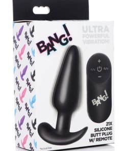 Remote Control 21X Vibrating Silicone Butt Plug - Black - Image 8