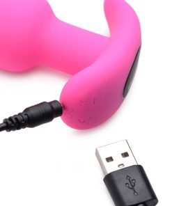 Remote Control 21X Vibrating Silicone Butt Plug - Pink - Image 6