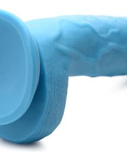 8.25 Inch Dildo with Balls - Blue - Image 7