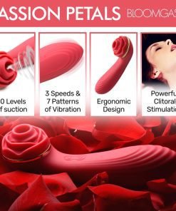 Passion Petals 10X Silicone Suction Rose Vibrator - Red - Image 2
