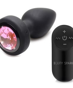 28X Vibrating Silicone Pink Gem Anal Plug - Small