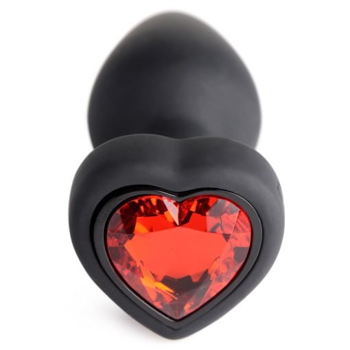 28X Vibrating Silicone Red Heart Anal Plug - Small - Image 4