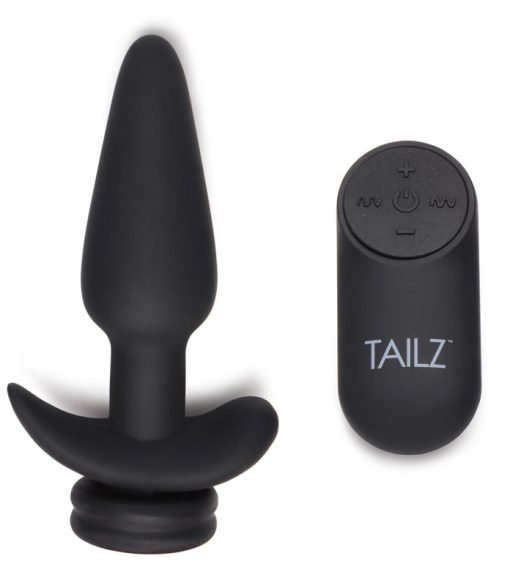 Small Vibrating Anal Plug with Interchangeable Bunny Tail - White - Image 5