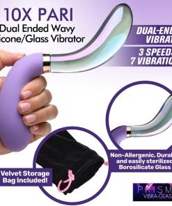 10X Pari Dual Ended Wavy Silicone and Glass Vibrator - Image 2