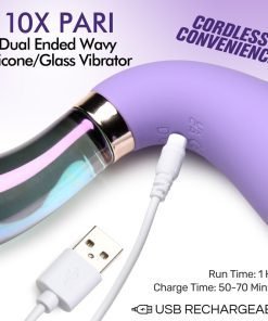 10X Pari Dual Ended Wavy Silicone and Glass Vibrator - Image 4