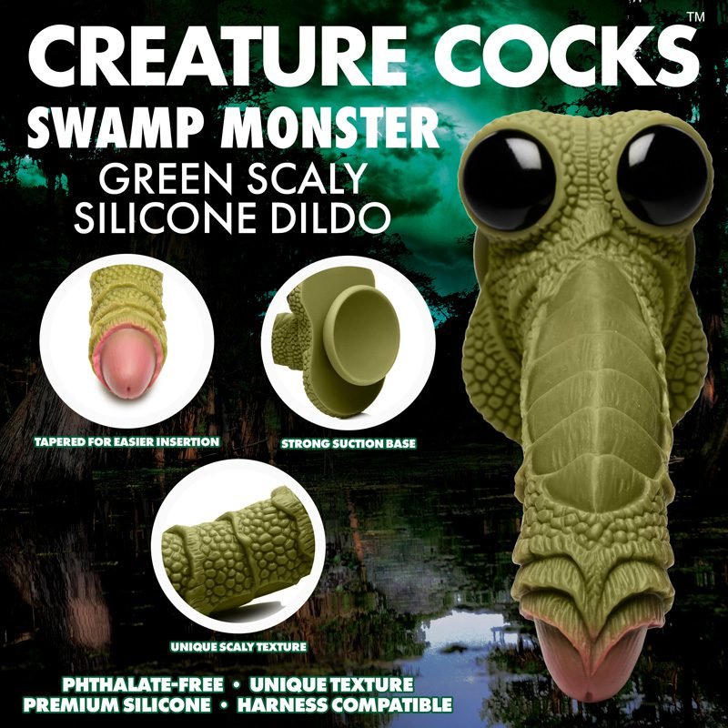 Swamp Monster Green Scaly Silicone Dildo - Image 2
