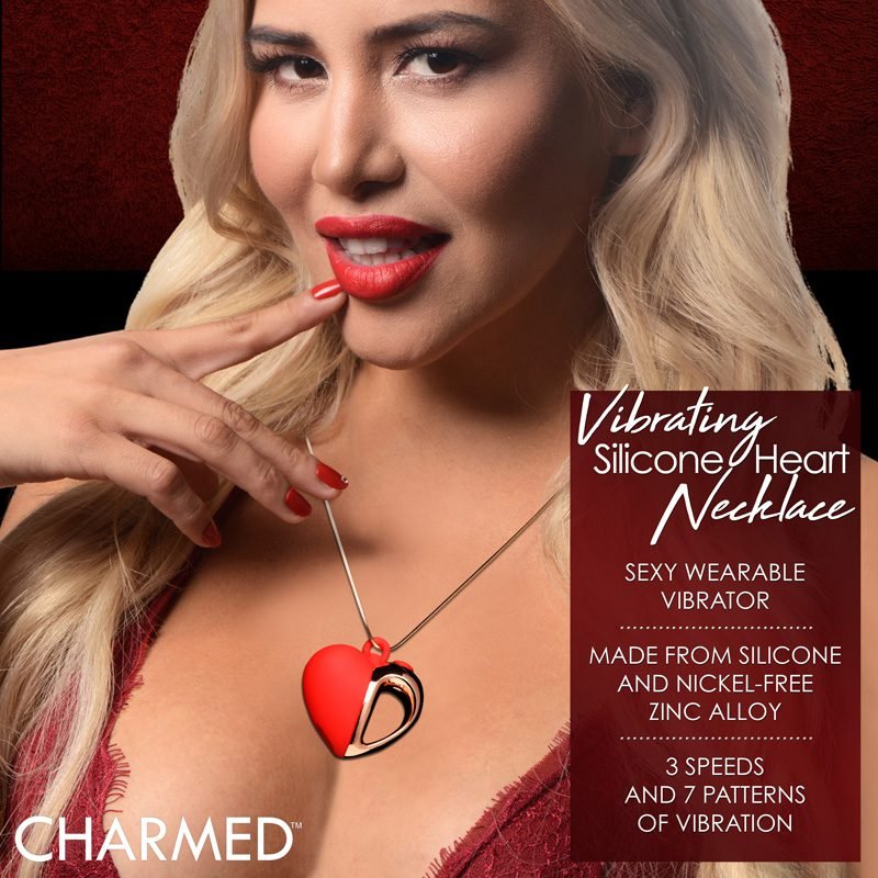 10X Vibrating Silicone Heart Necklace - Image 2