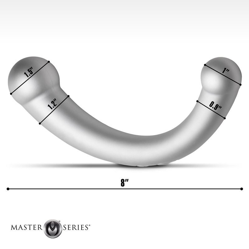 10X Vibra-Crescent Vibrating Silicone Dual-Ended Dildo - Silver - Image 5