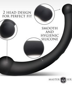 10X Vibra-Crescent Vibrating Silicone Dual-Ended Dildo - Black - Image 3