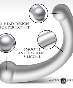 10X Vibra-Crescent Vibrating Silicone Dual-Ended Dildo - Silver - Image 3
