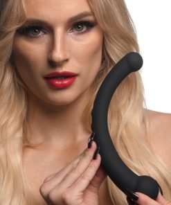 10X Vibra-Crescent Vibrating Silicone Dual-Ended Dildo - Black - Image 2