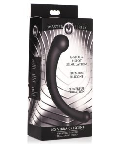 10X Vibra-Crescent Vibrating Silicone Dual-Ended Dildo - Black - Image 7