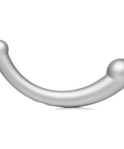 10X Vibra-Crescent Vibrating Silicone Dual-Ended Dildo - Silver - Image 6