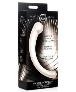 10X Vibra-Crescent Vibrating Silicone Dual-Ended Dildo - Silver - Image 7