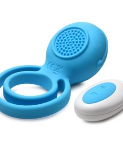Love Loops 10X Silicone Cock Ring with Remote - Blue - Image 3