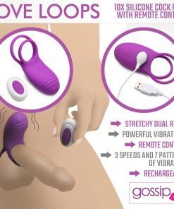 Love Loops 10X Silicone Cock Ring with Remote - Purple - Image 2
