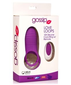 Love Loops 10X Silicone Cock Ring with Remote - Purple - Image 5