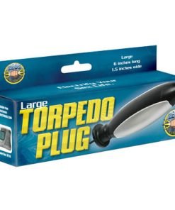 Large torpedo plug fishing lure in packaging