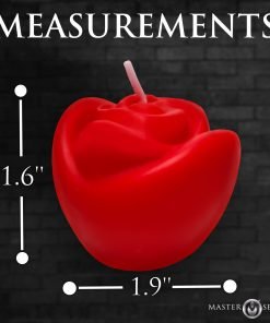 Red rose-shaped candle with measurements