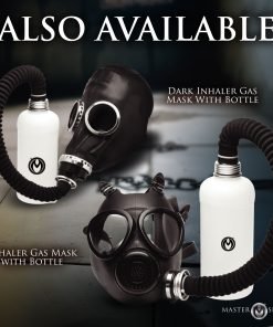 Collection of gas masks with inhaler bottles