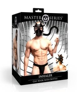 Gas mask with bottle product packaging for adult use