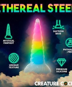Uni-Glow Glow-In-The-Dark Rainbow Silicone Dildo - Image 6