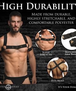 Rave Harness Elastic Chest Harness with Arm Bands - SM - Image 3
