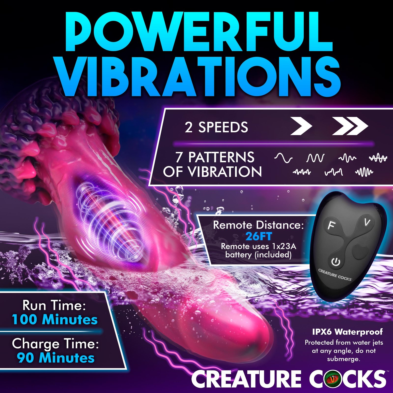 Xenox Vibrating Silicone Dildo with Remote - Image 4