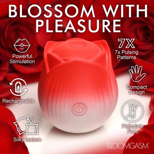 Pulsing Petals Throbbing Rose Clit Stimulator - Red - Image 5