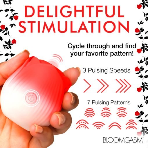 Pulsing Petals Throbbing Rose Clit Stimulator - Red - Image 6