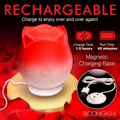 Pulsing Petals Throbbing Rose Clit Stimulator - Red - Image 8