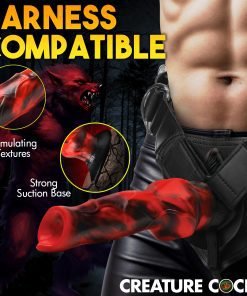 Harness compatible toy featuring stimulating textures and strong suction base.